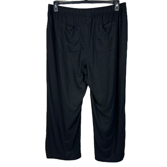 Old Navy X-Large Wide Leg Pants Linen Blend Pockets Hi-Rise Pull-On Black - Picture 3 of 7